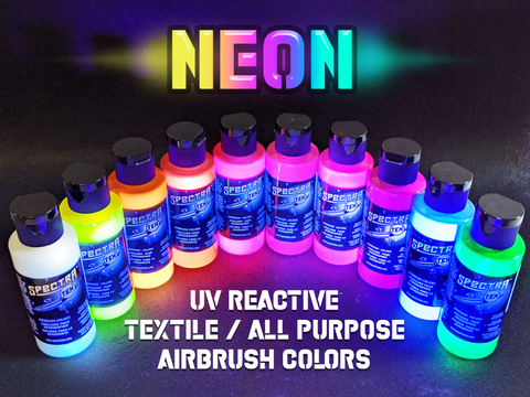 SpectraTex Neon Fluorescent UV Black Light Glow Airbrush Paint Colors